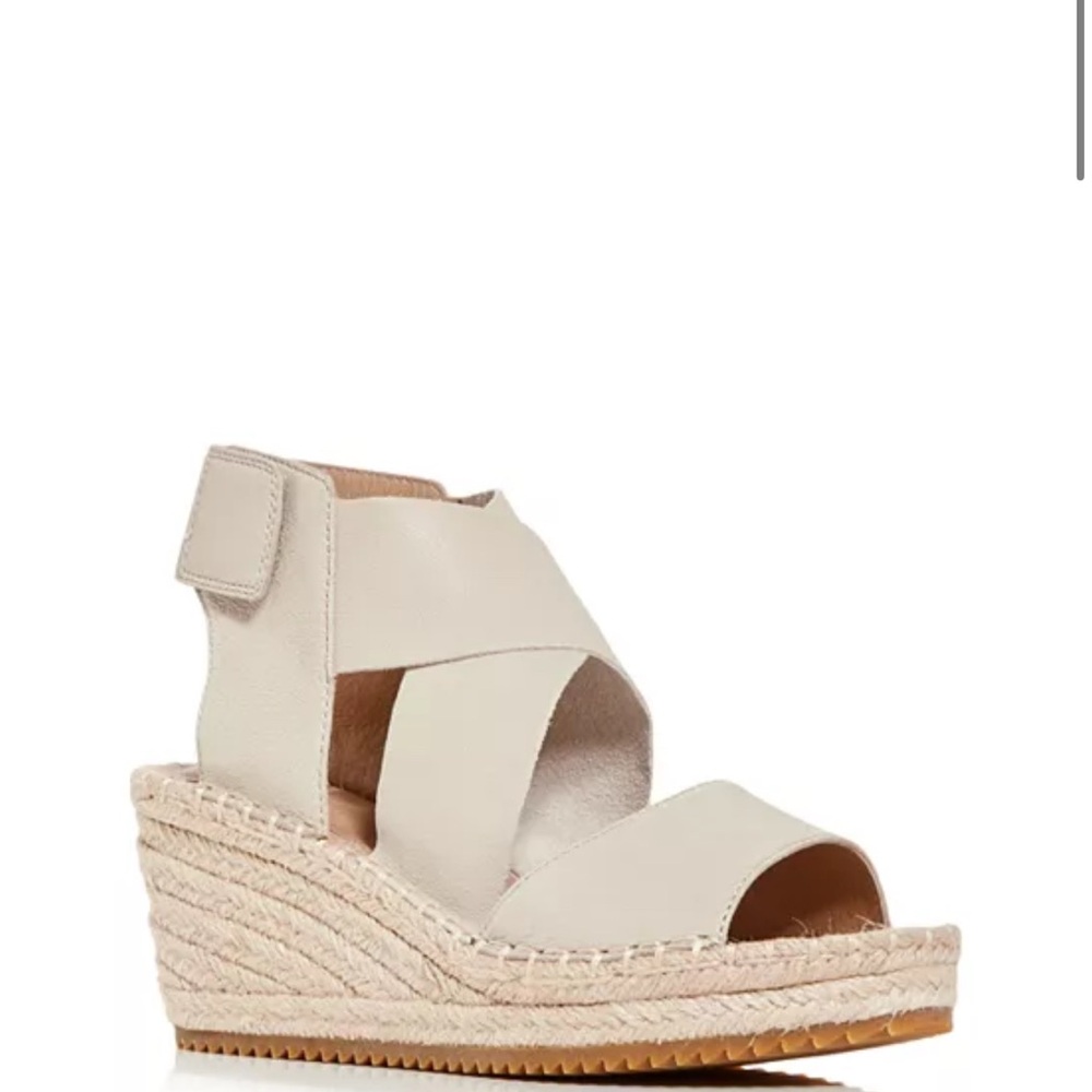 NWOT-Eileen Fisher Women's Willow Platform Wedge Espadrille Sandals Leather